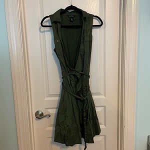 White House Black Market Army Green Wrap Dress 12
